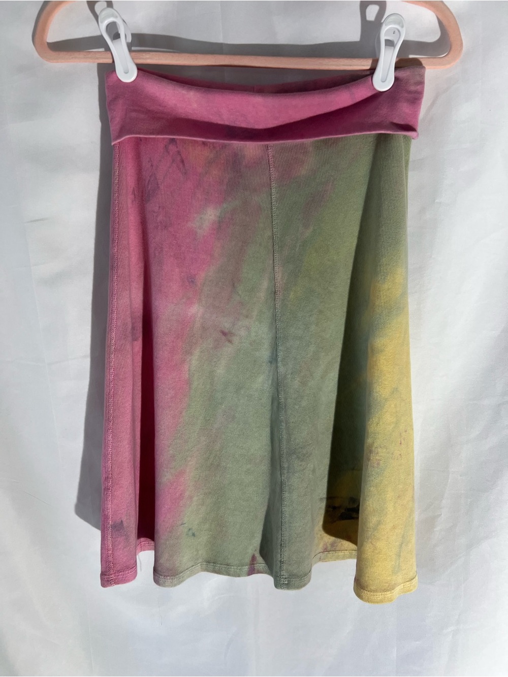 NWOT Womens HARD TAIL Pastel Tie Dye 95% Cotton Midi Skirt